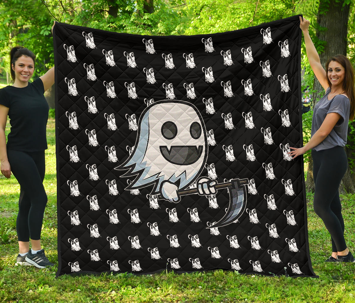 Halloween Premium Quilt | Cartoon Ghost Cosplay Death Reaper Patterns Quilt Blanket