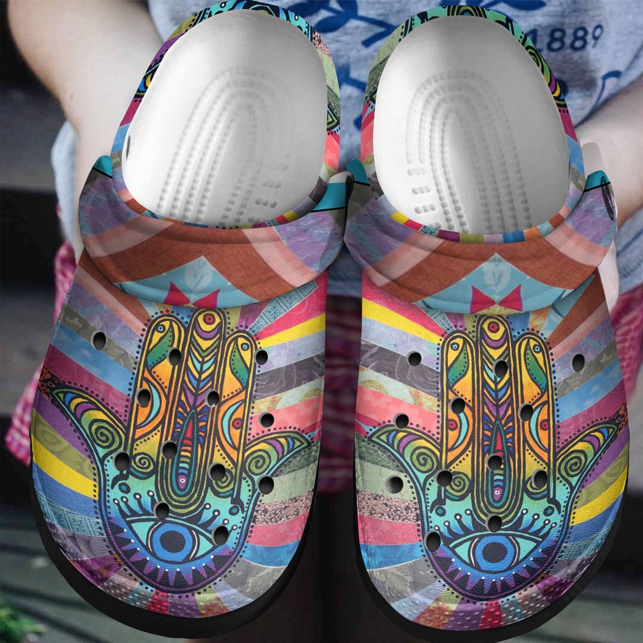 Yoga Personalized Clog, Custom Name, Text, Color, Number Fashion Style For Women, Men, Kid, Print 3D Hamsa Hand