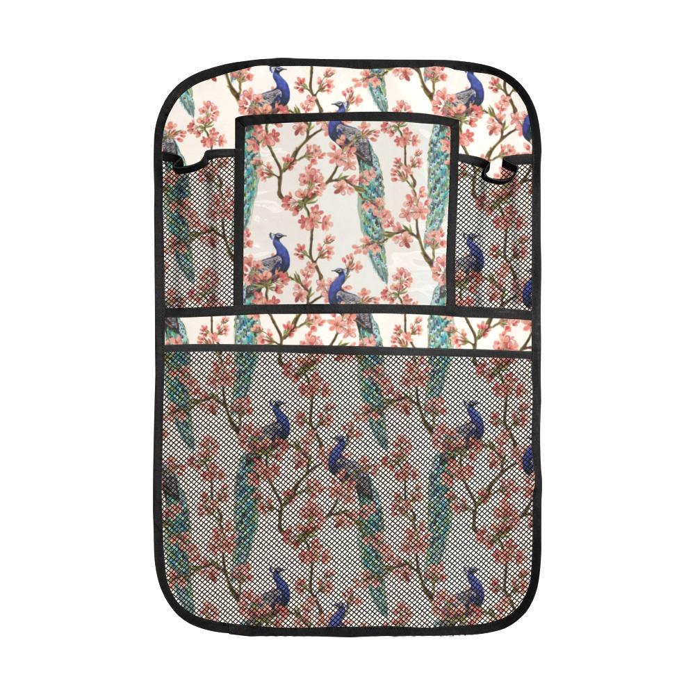 Peacock Tropical Flower Pattern Car Seat Back Organizer