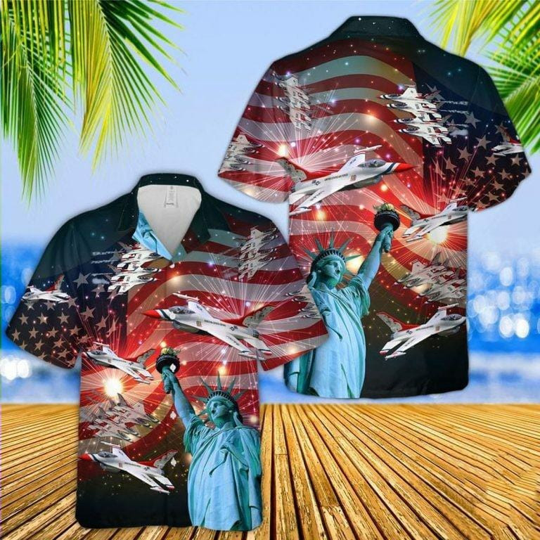 Hawaii Aloha Shirts Beach Shorts Thunderbirds Of July Fireworks Ha57497