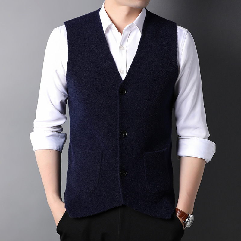 Top Grade New Autum Fashion Brand Slim Fit Knit Cardigan Sweater Vest Men Vintage Winter Woolen Sleeveless Casual Man Clothes alx