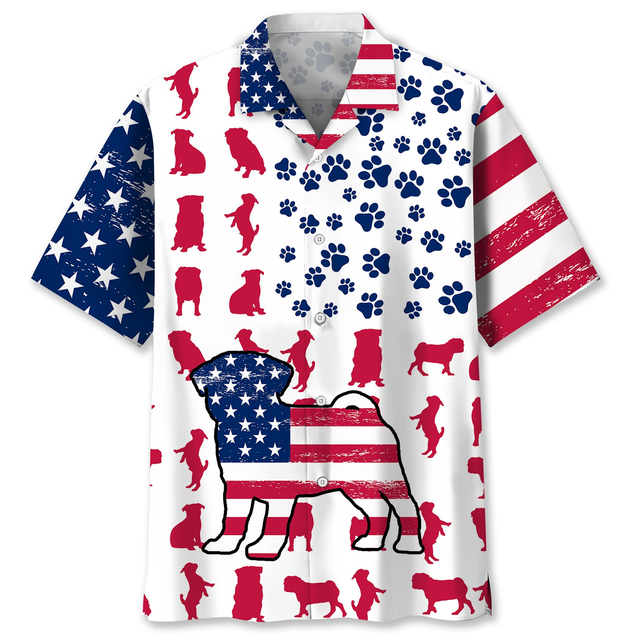 Pug Usa Flag Hawaiian Shirt Ha96018