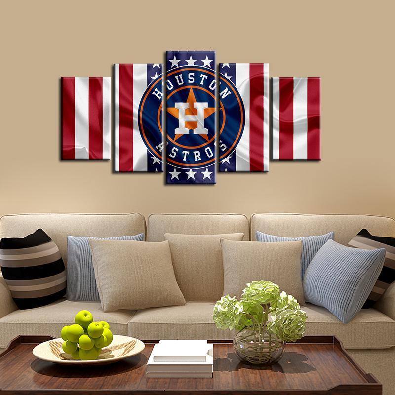 Houston Astros American Flag Look Canvas