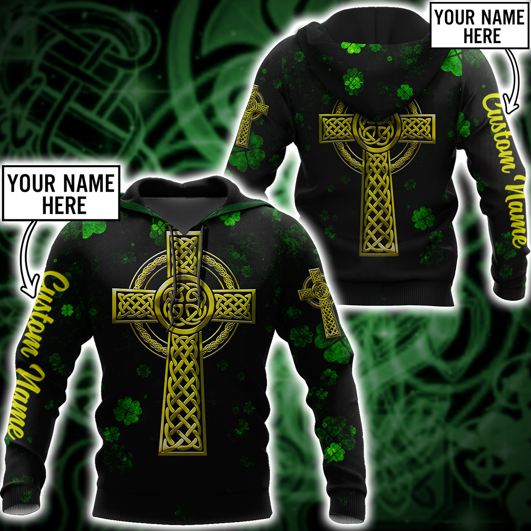 Customized 3D All Over Print Saint Patrick’S Day Shirt, St. Patrick’S Day Shirt, Shamrock Celtic Cross Shirt