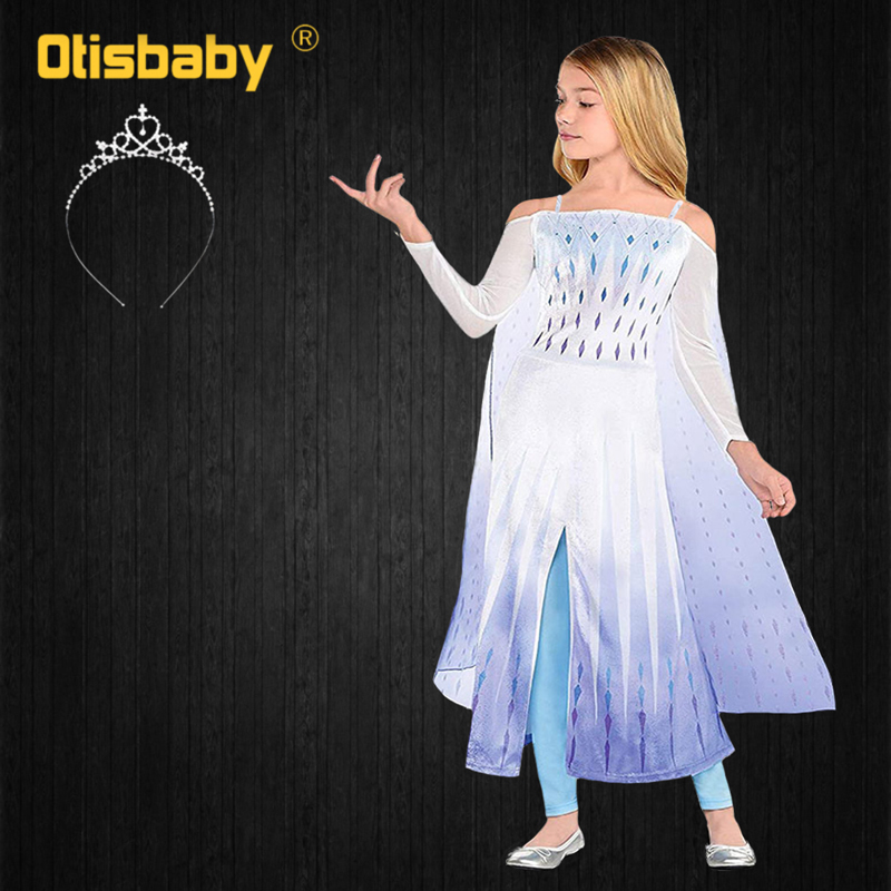 Snow Queen 2 Summer Girls Elsa Dress Leggings Clothing Set White Shoulderless Party Dresses Kids Halloween Costume Fantasia Elsa alx