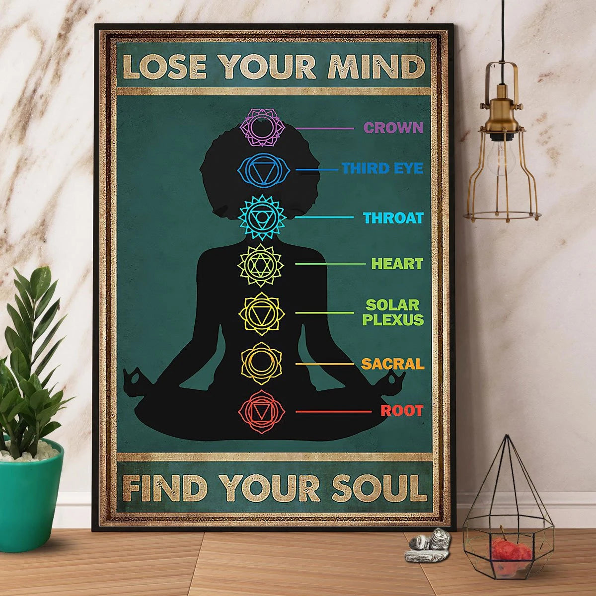 Black Yoga Chakra Lose Your Mind Find Your Soul Paper Canvas Prints Poster Wall Art