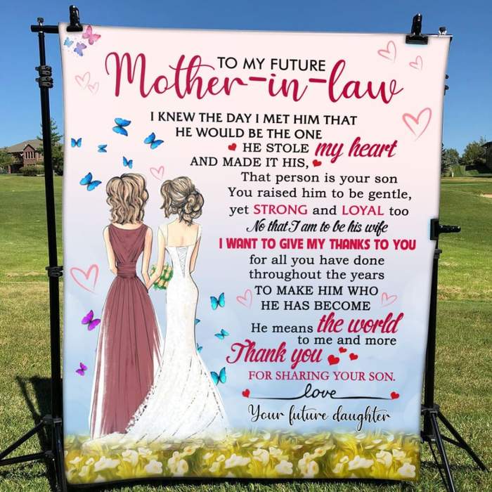 To My Future Mother-In-Law Thank You For Sharing Your Son Blanket Gift From Future Daughter-In-Law Birthday Gift Home Decor Bedding Couch Sofa Soft And Comfy Cozy