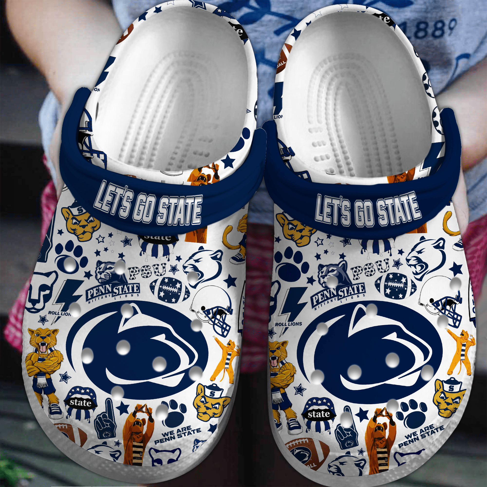 Penn State Nittany Lions NCAA Sport Crocss Crocband Clogs Shoes Comfortable For Men Women and Kids