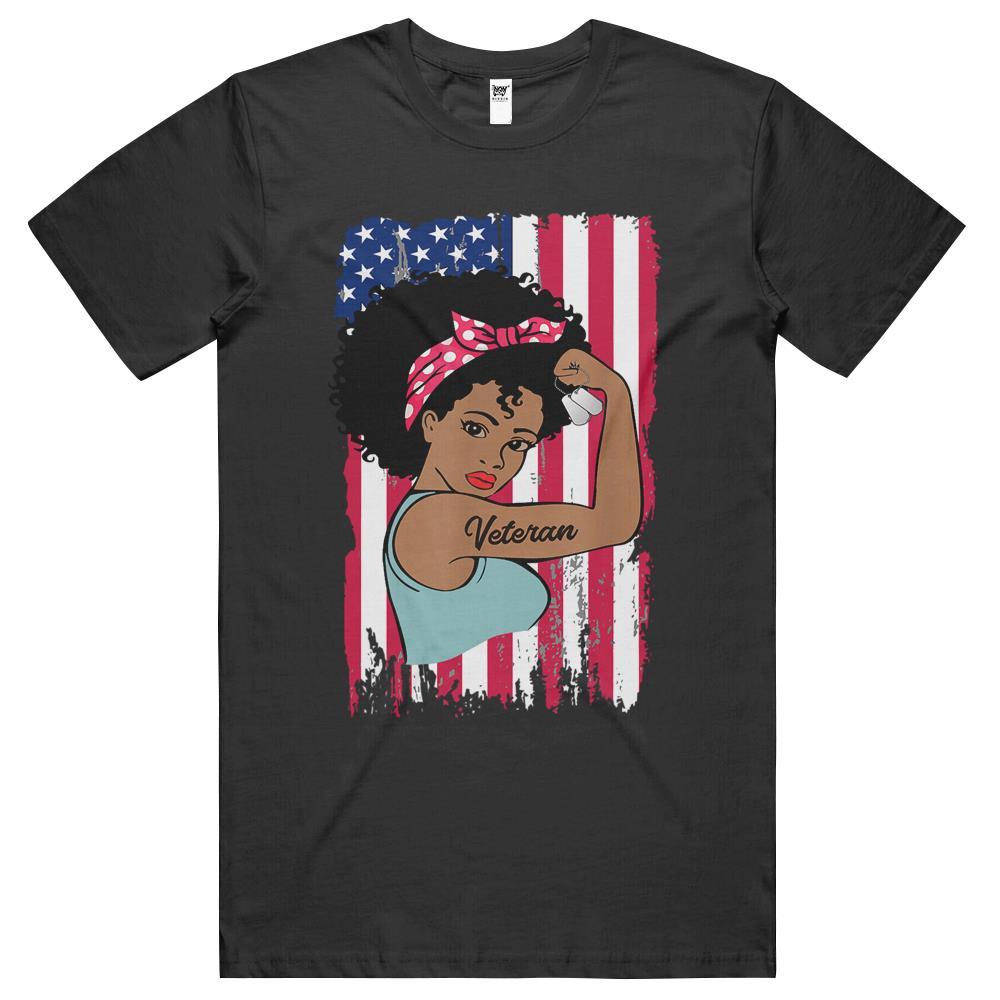 Strong Female African American Veteran T Shirts