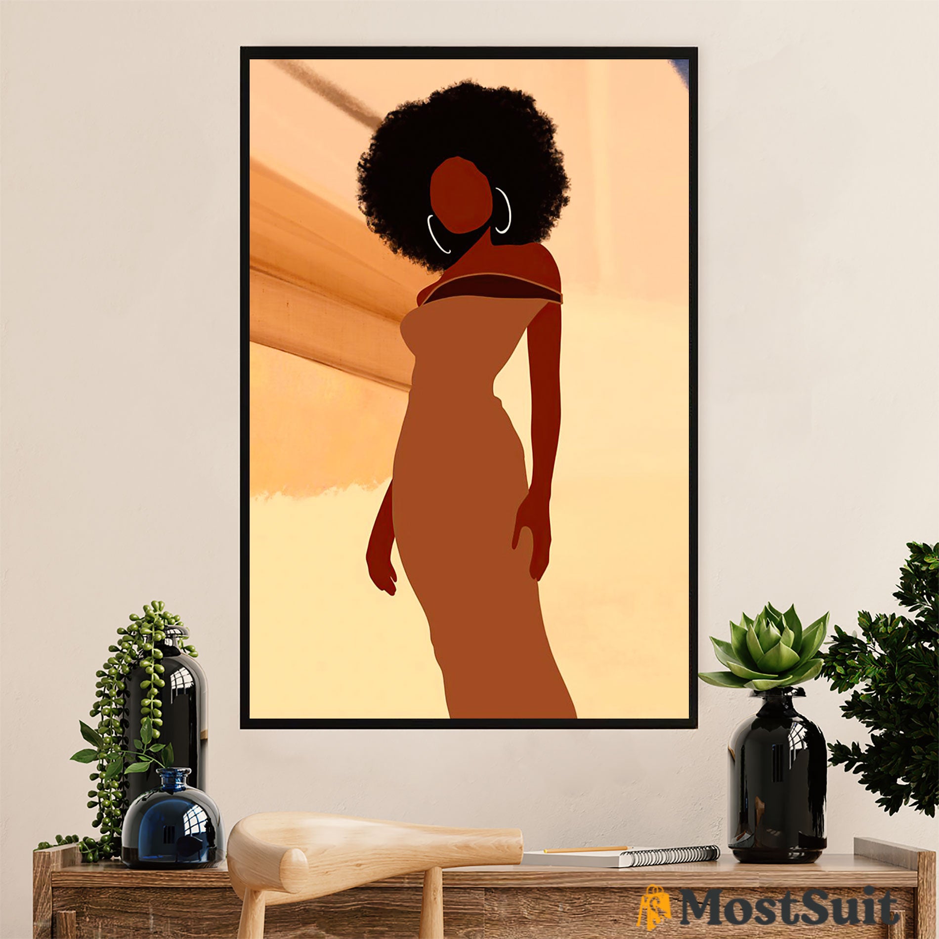 African American Afro Poster | Gift For Black Girl | Juneteenth Day Room Wall Art – Black Woman