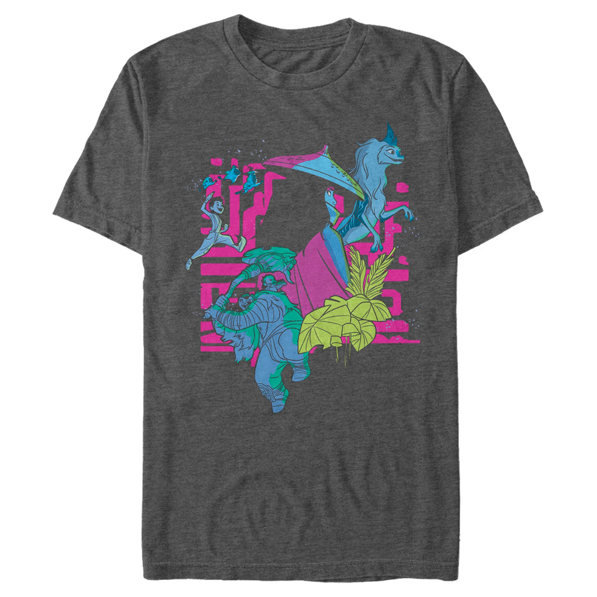 Raya And The Last Dragon Men’S Colorful Characters In Action  T-Shirt