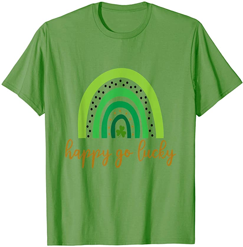 Rainbow St Patricks Day Leopard Print Happy Go Lucky T-Shirt