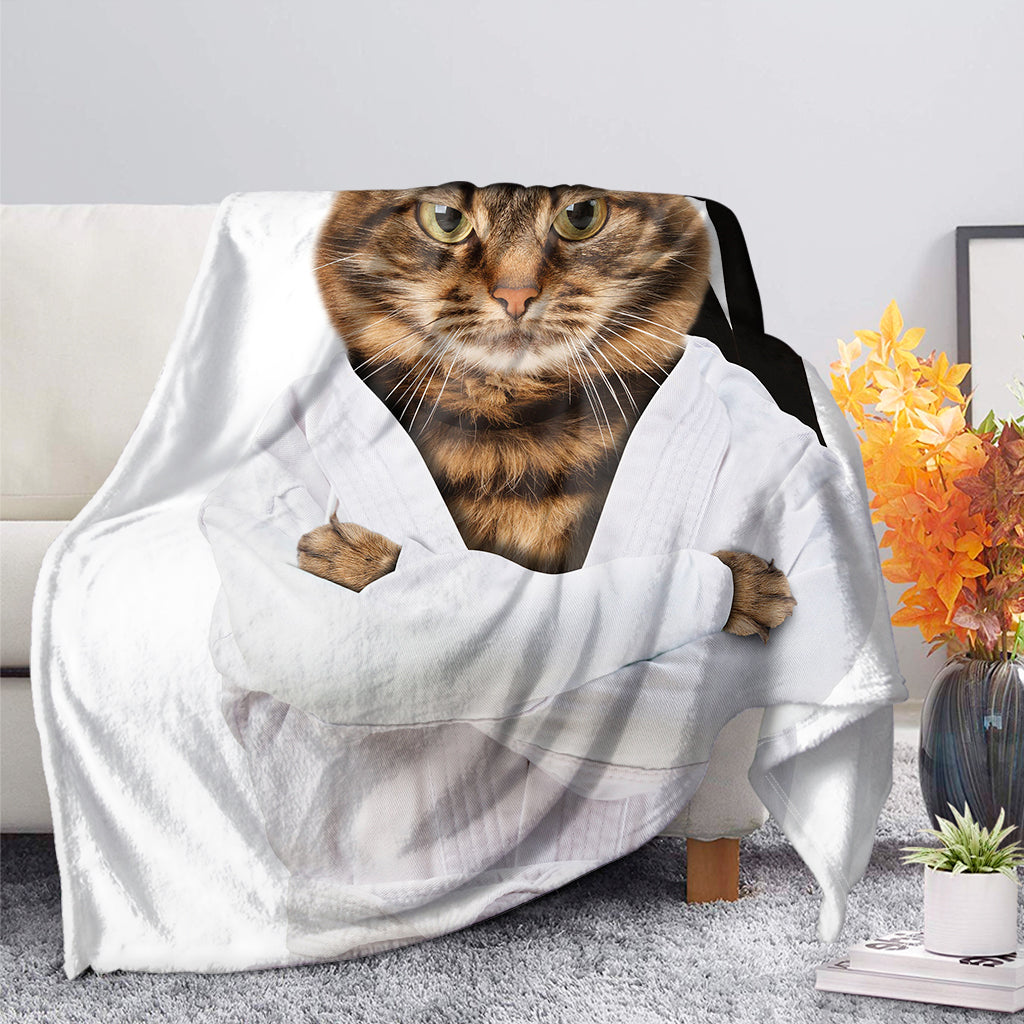 Karate Cat Print Blanket