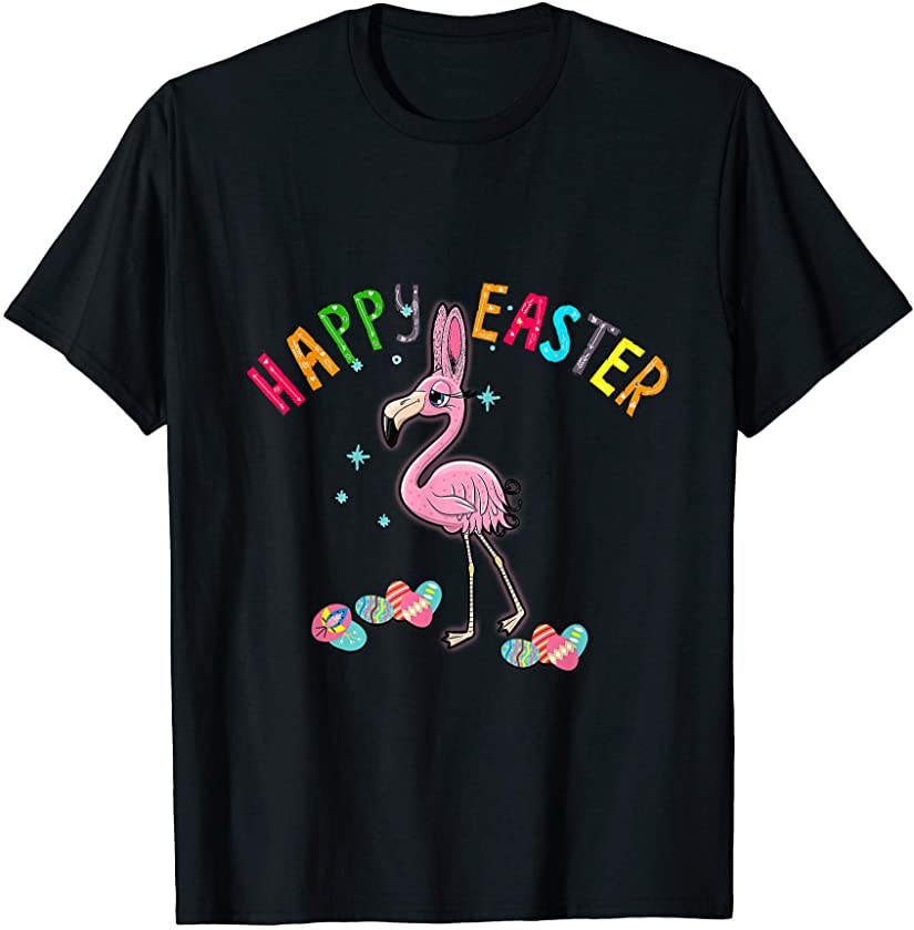 Pretty Easter Flamingo Bunny with Easter Egg for Girls Kids T-Shirt