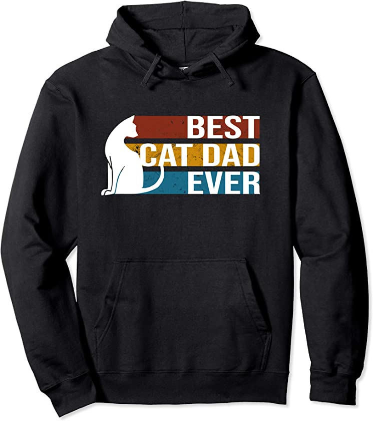 Best Cat Dad Ever I Vintage Retro Kitten Pullover Hoodie