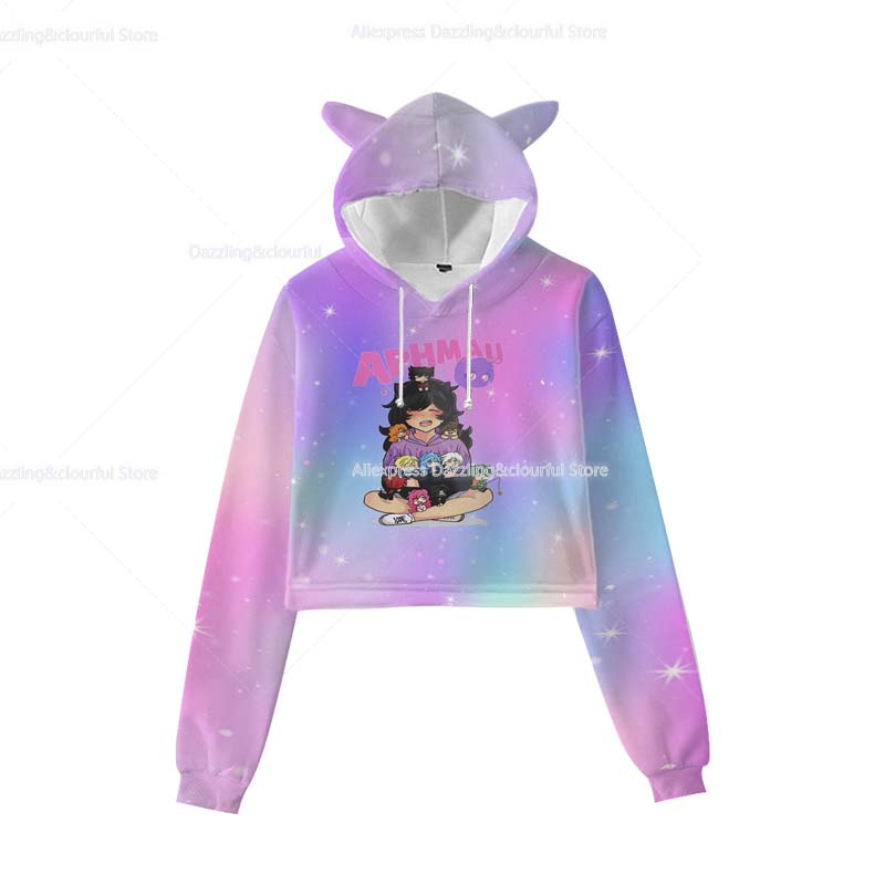 Anime Hoodie Girls Aphmau Merch 3D Hoodies for Women Kawaii Cartoon Sweatshirts Teenagers Kids Bunny Ear Pullovers Adult Child alx