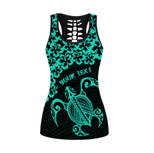 Hawaii Hibiscus Sea Turtle Hollow Tanktop And Legging For Turtle Lovers, Gift For Her Gift For Turtle Lover Friend Tanktop And Legging, Animal Lovers