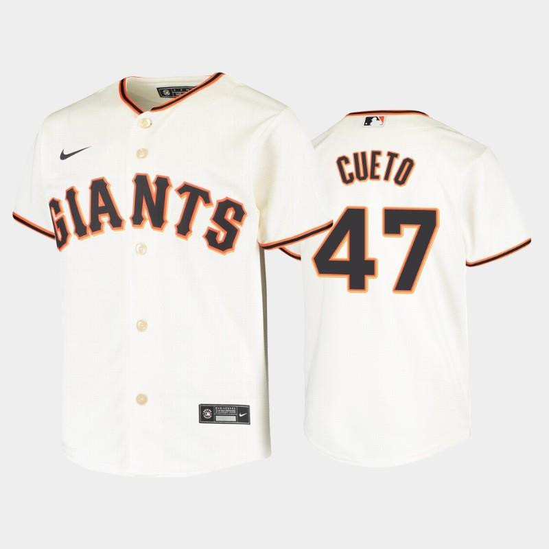 Youth San Francisco Giants 47 Johnny Cueto Cream Home Jersey