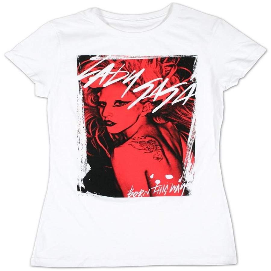 Lady Gaga – Streaked Red Juniors Grils T-Shirt Loose Short Sleeve Summer Fashion Women’S T-Shirt