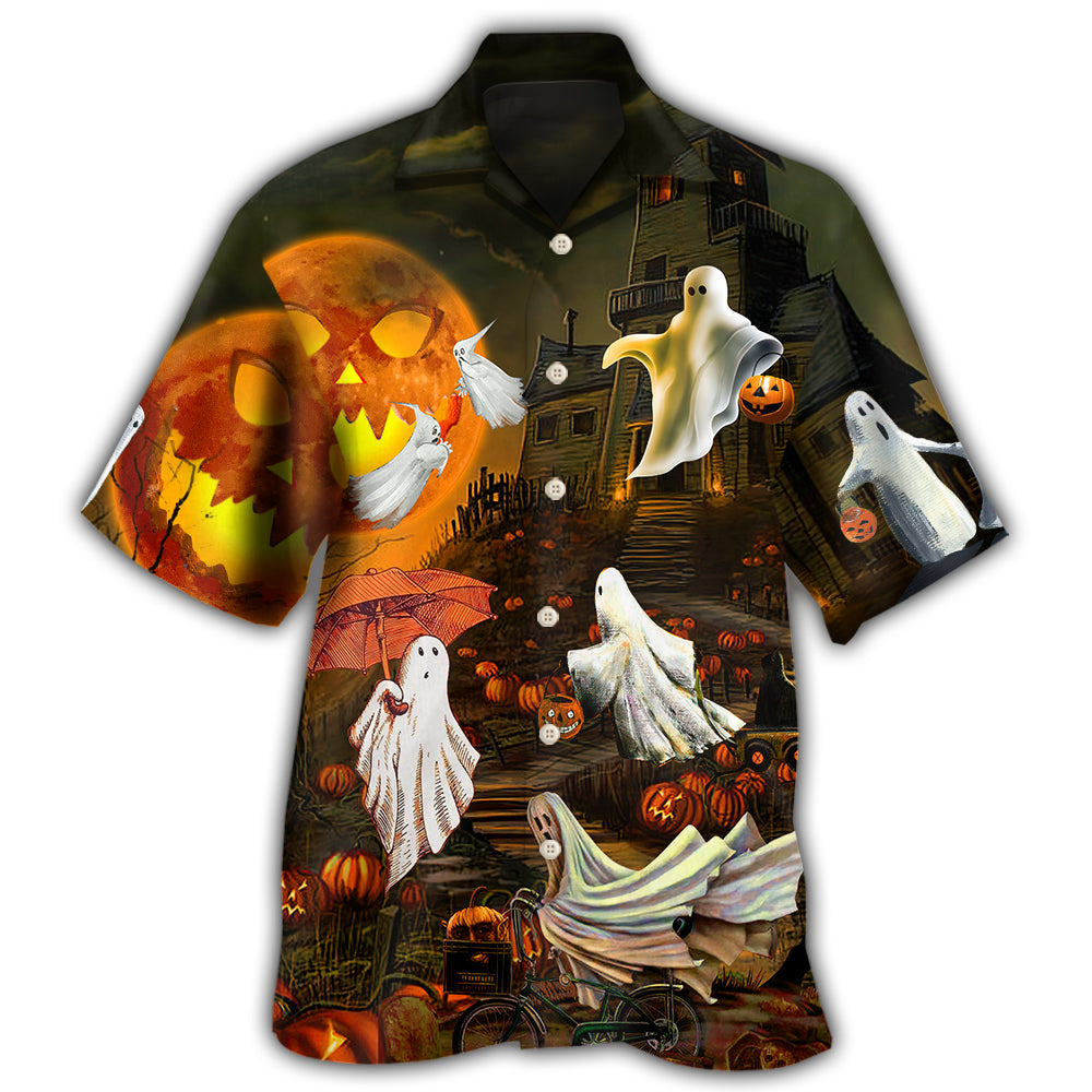 Halloween Ghost Cute With Moon Hawaii Shirt Ha44115