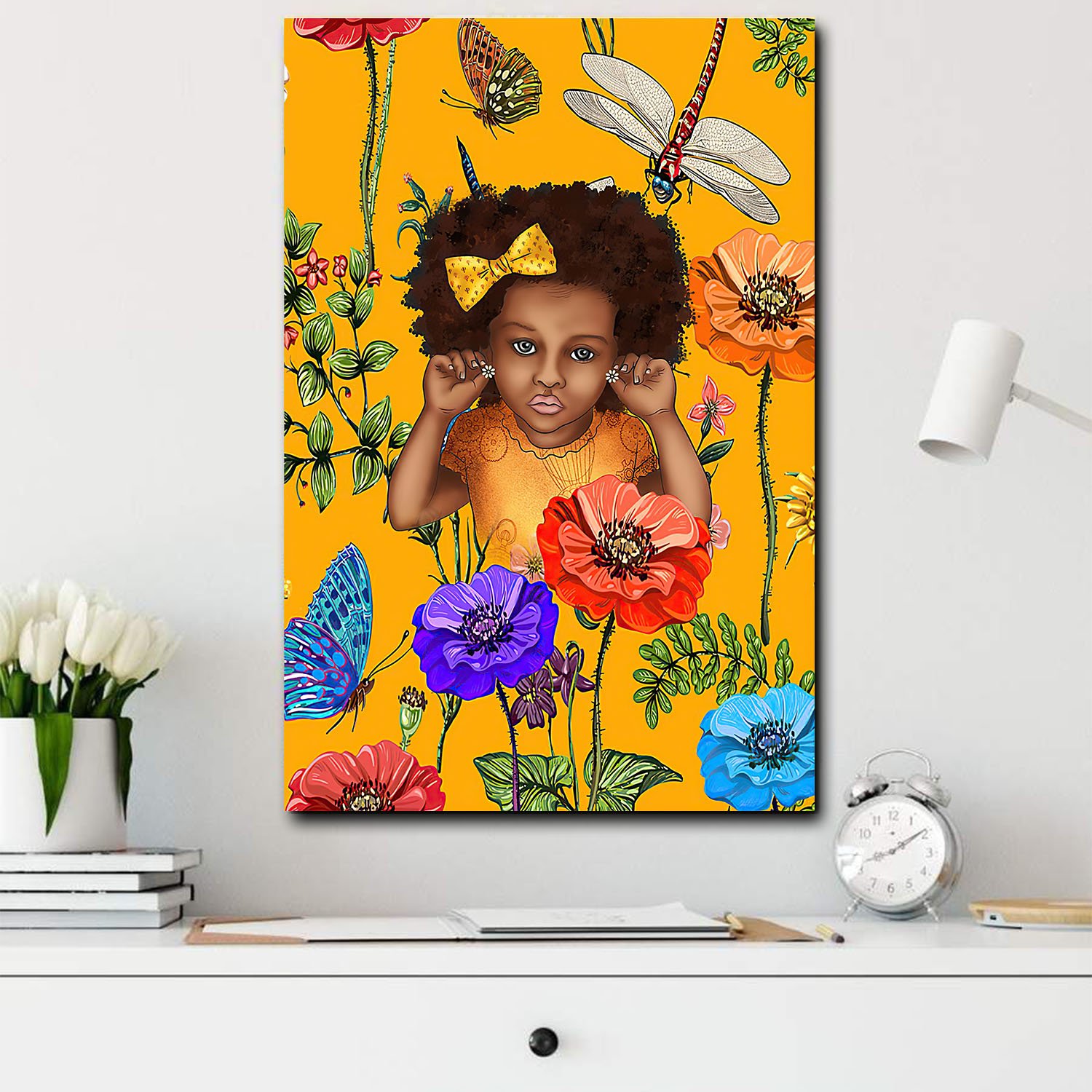 African Painting Canvas Black Chibi Flower Lovey Girl Home Decor South Africa