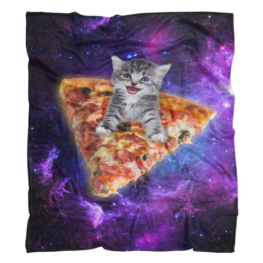 Pizza Kitten Fluffy Micro Fleece Throw Blanket