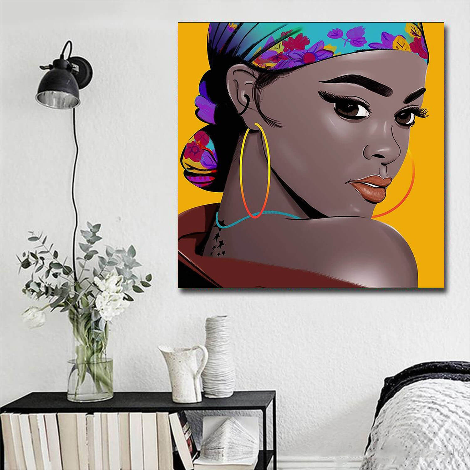 African American Art On Canvas Melanin Lady Art Afrocentric Home Decor WBG8259