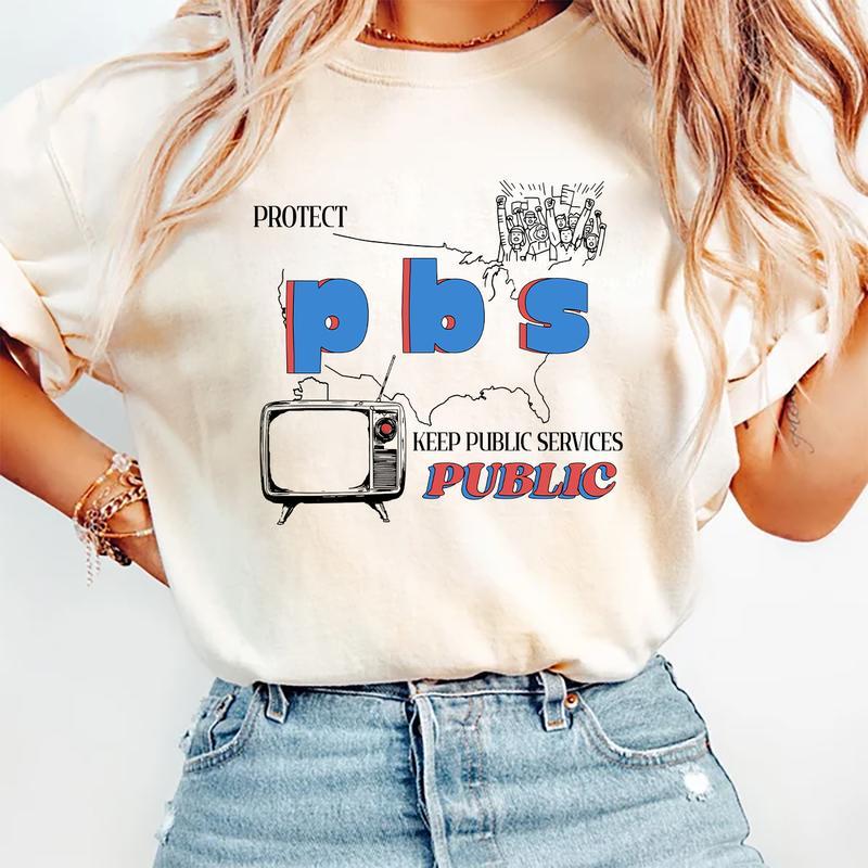 Protect PBS Liberal Groovy Shirt, Anti Oligarchy DOGE Billionaire Capitalism Fuck Trump Tee, Anti Elon Musk, Support Local TV Broadcasting