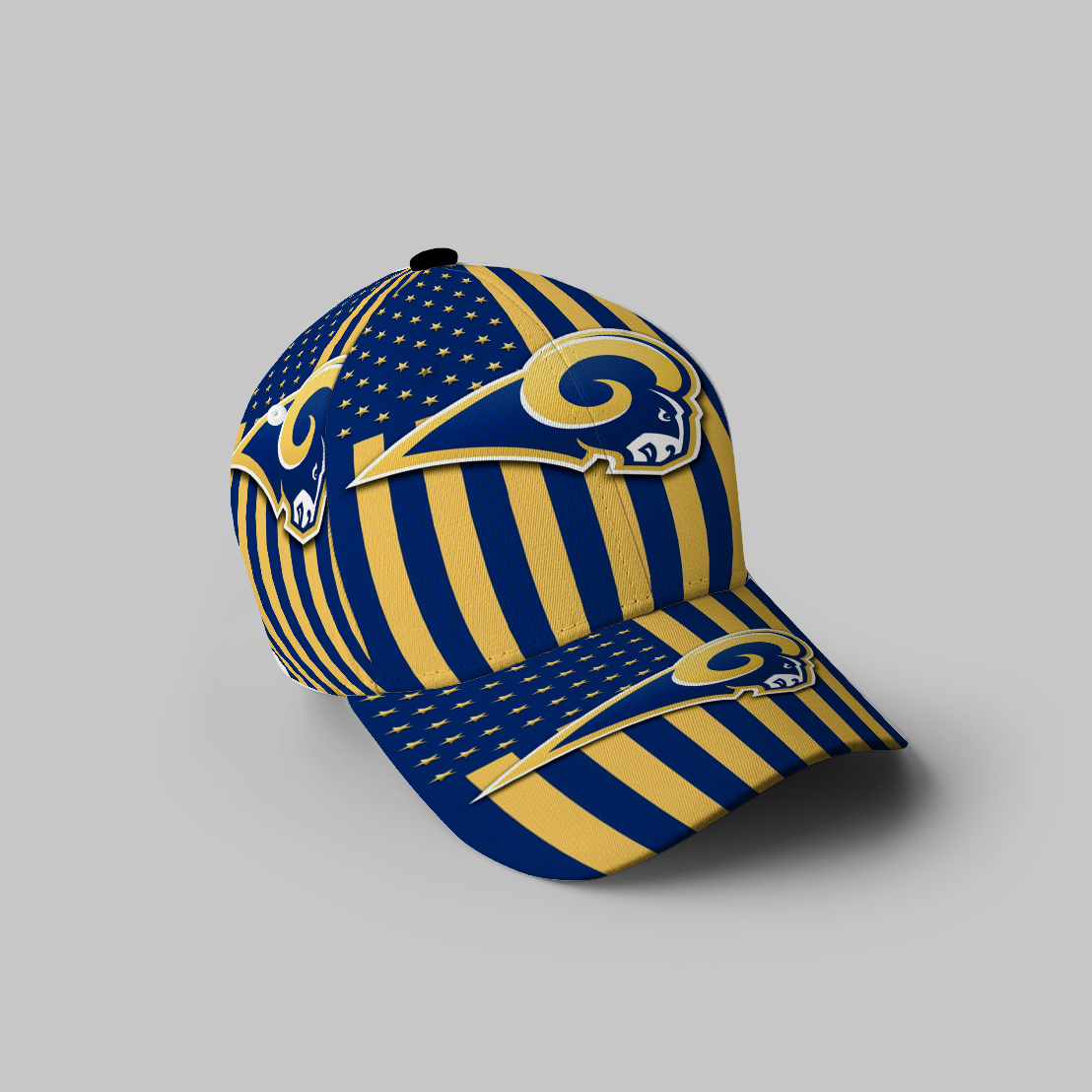 Los Angeles Rams Yellow Blue Flag 3D Printing Baseball Cap Classic Hat