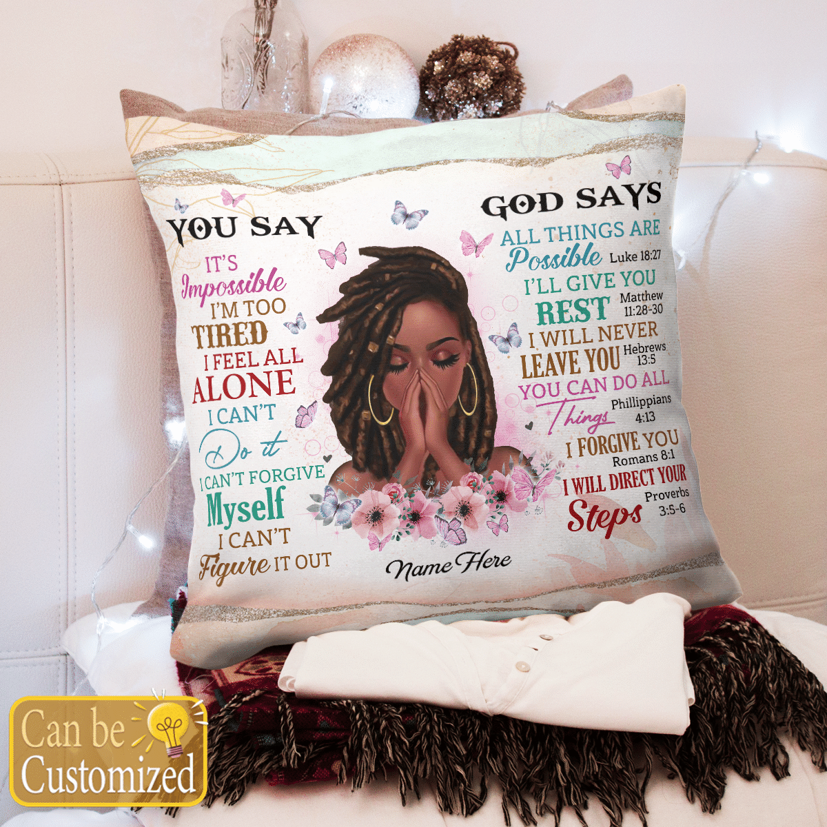 Personalized Pillow Case For Black Girl Pillow Case Custom Name God Says You Are Pillow Case
