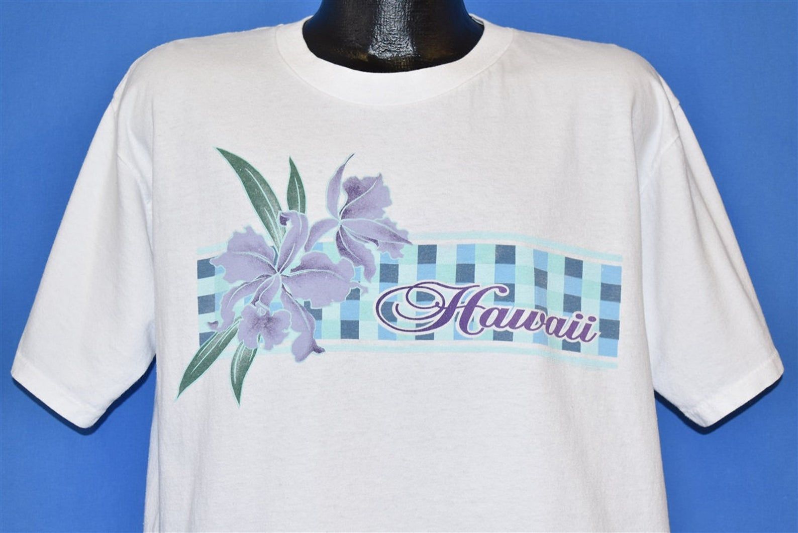 90S Hawaii Purple Hibiscus Hawaiian Flower China Rose Tourist T-Shirt