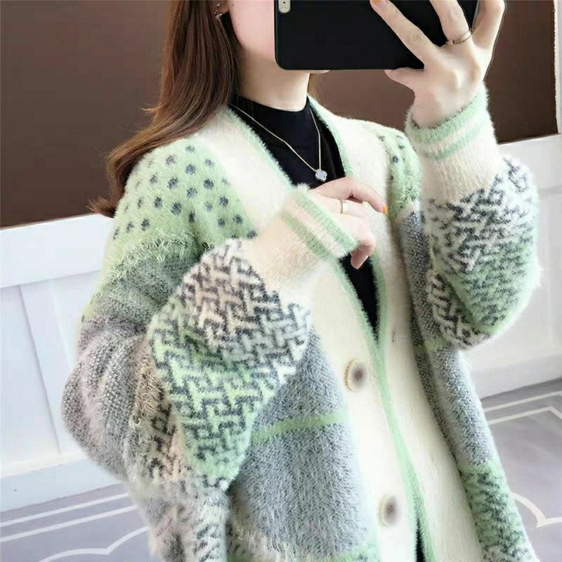 Woman 2022 New Autumn Winter Women Imitation Mink Fleece Sweater Cardigan Jacket Female Loose Warm Coat Casaco Feminino X318 alx