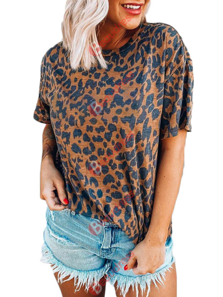 Women‘s Foreign Trade Leopard Art Print T-shirt