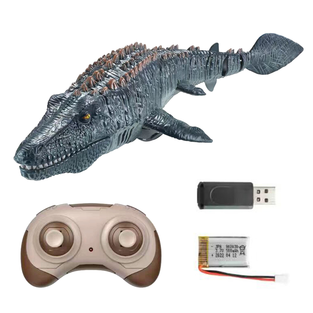 2022 New 2.4G remote control wireless charging simulation dinosaur water spray shark swing mosasaur boy children’s water toys alx