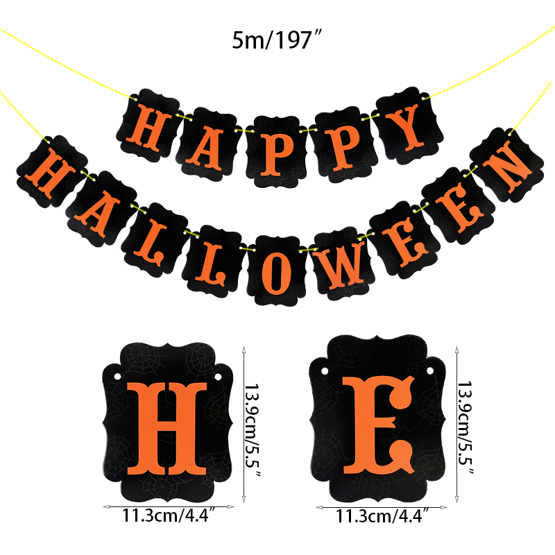 Happy Halloween Hanging Decor Banner Bunting Haunted House Witch Spider Pumpkin Paper Garland For Home Halloween Party Supplies Alx Trendy Fashion