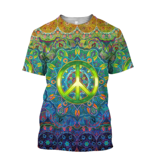 Hippie Heart In Green 3D All Over Printed Shirt For Hippie Lovers, Hippie Style 3D Shirts, Gift For Men And Women