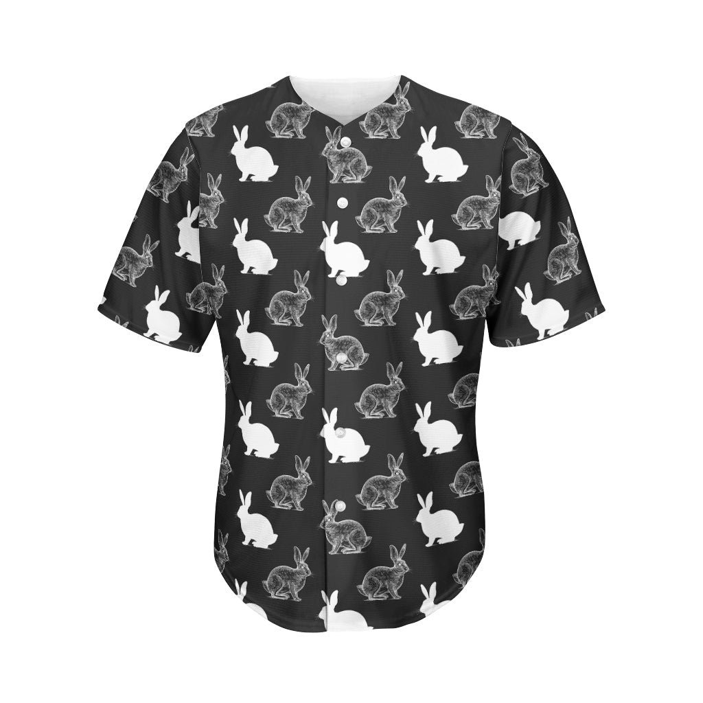 Black And White Rabbit Pattern Print Men’S Baseball Jersey 3D Print