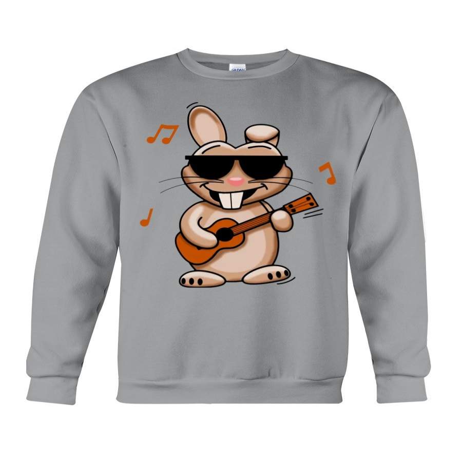 Rabbit Plays Ukulele Funny Design Gift For Ukulele Lovers Sweatshirt