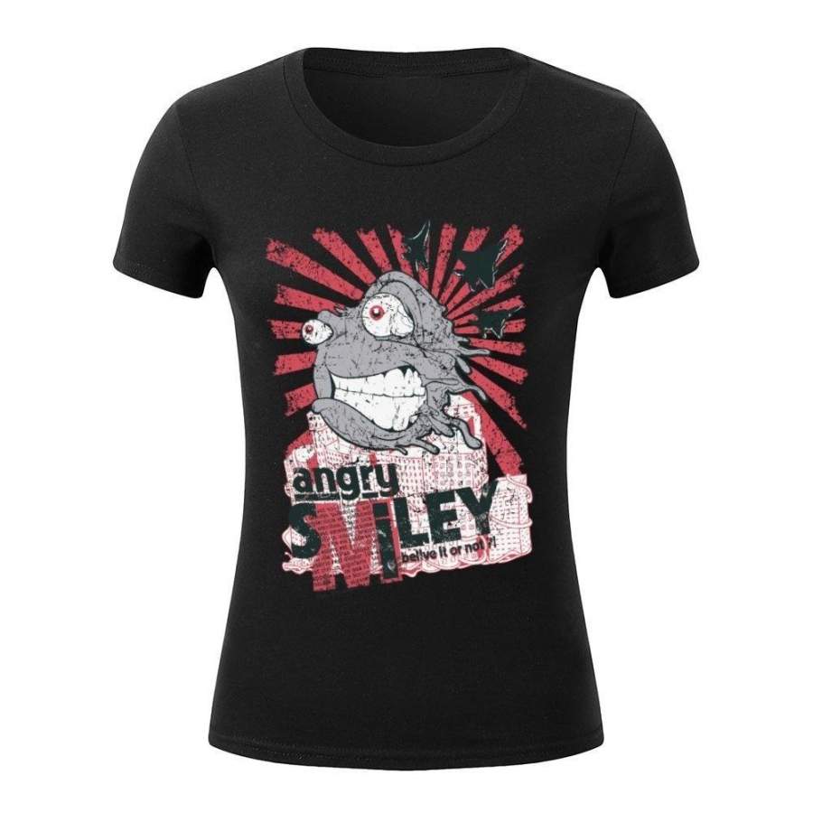 Angry Smiley Women T-Shirt Fashiontop Sprint Letter Print Fashion Design Tops Tees Athletic Logos Design Printingt Shirt