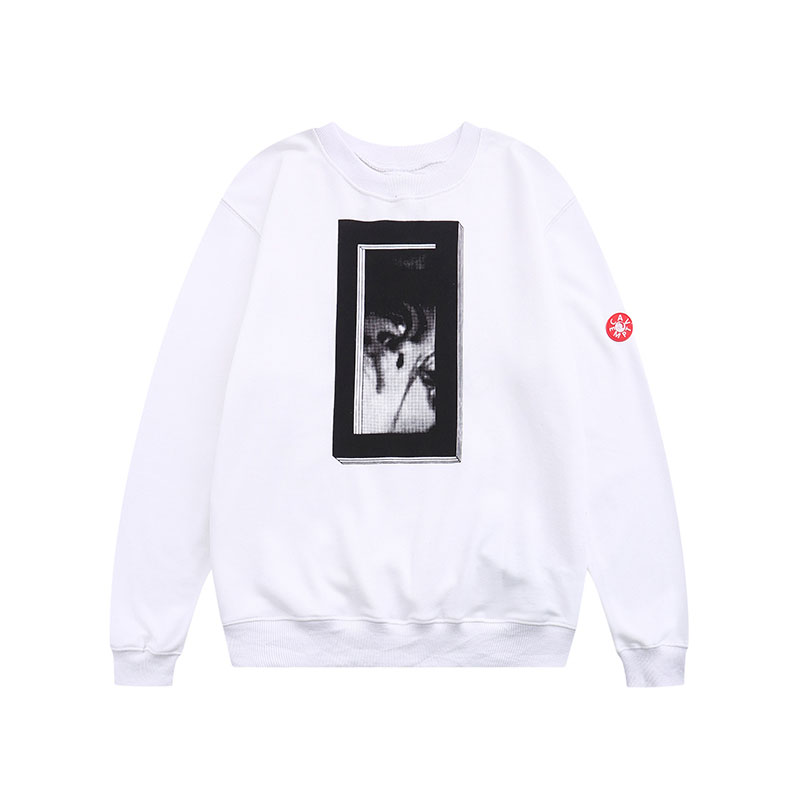 C.E CAVEMPT White Sweatshirt Oversized Cotton Portrait Print Men Women 1:1 High Quality CAVEMPT Sweatshirt alx