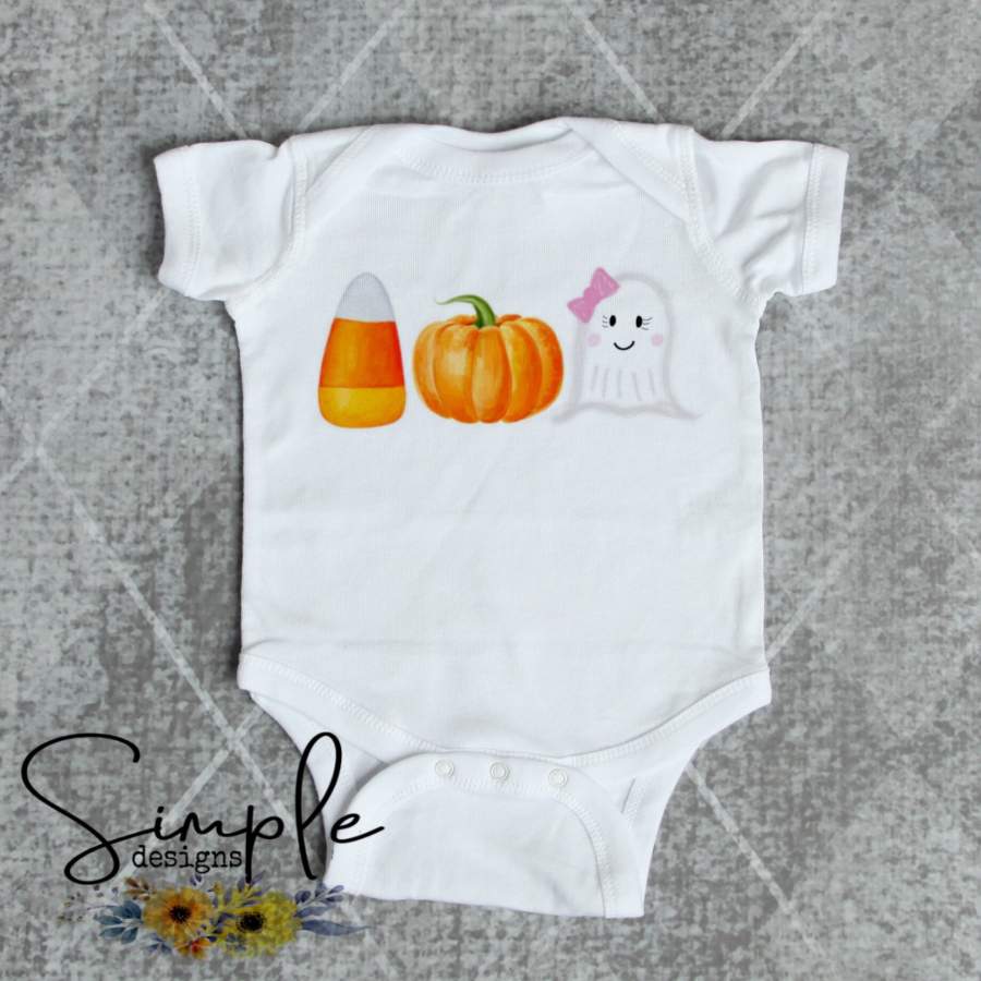 Candy Corn Pumpkin and Ghost Shirt, Onesie, Toddler, Youth Tees, Bodysuit