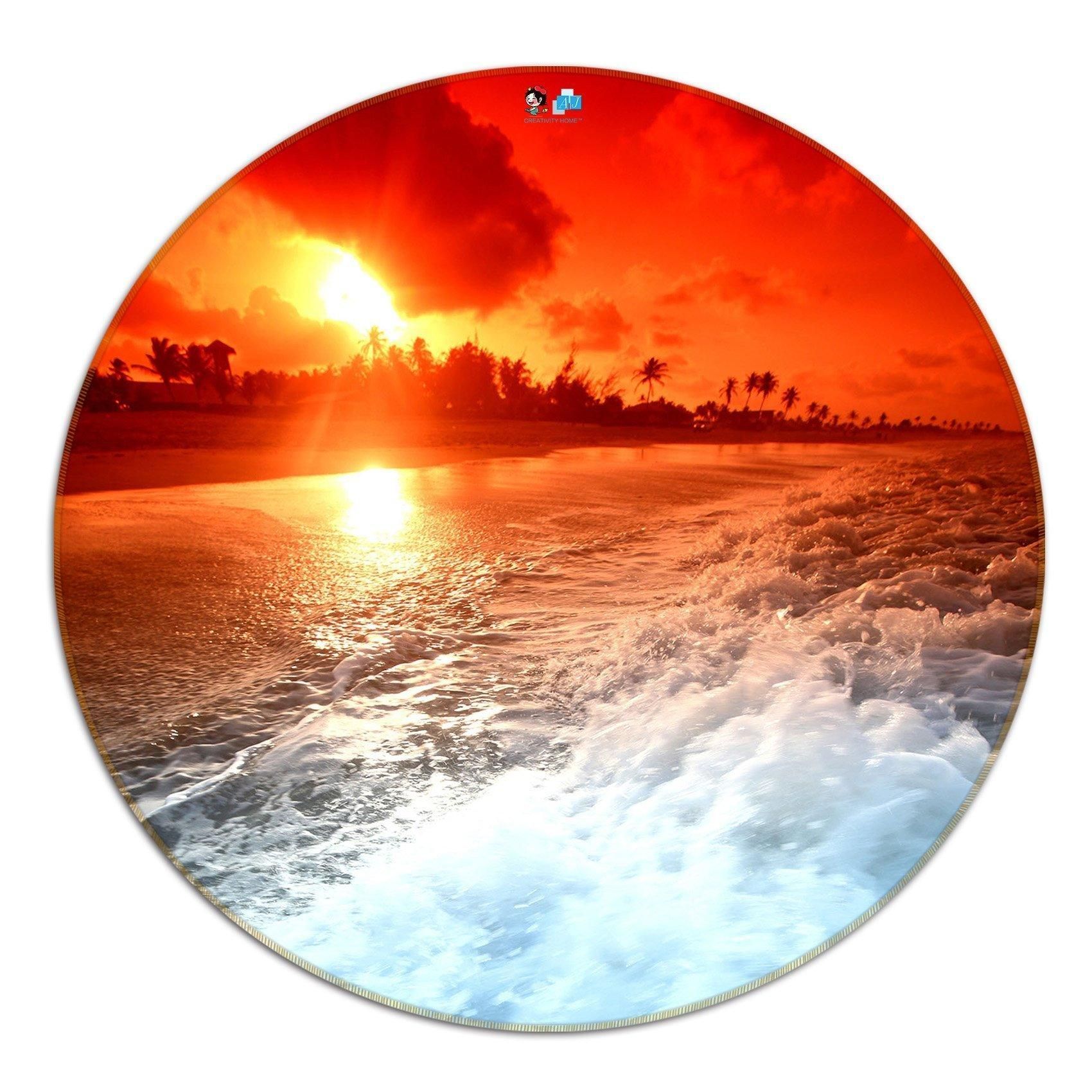 3D Bright Beach Sunset 127 Round Rug – Round Carpet Home Decor