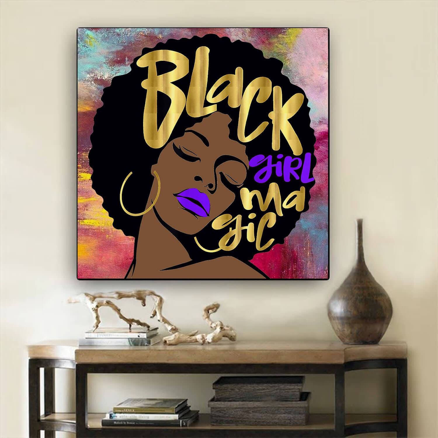 African American Canvas Wall Pictures Black Girl Magic Melanin Queen Pride African Themed Living Rooms Decor