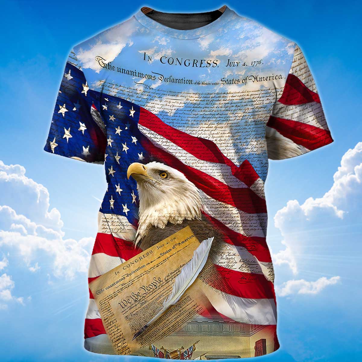 3D Sublimation Eagle American On T Shirt Eagle Lover Patriotic Independence Day Shirt