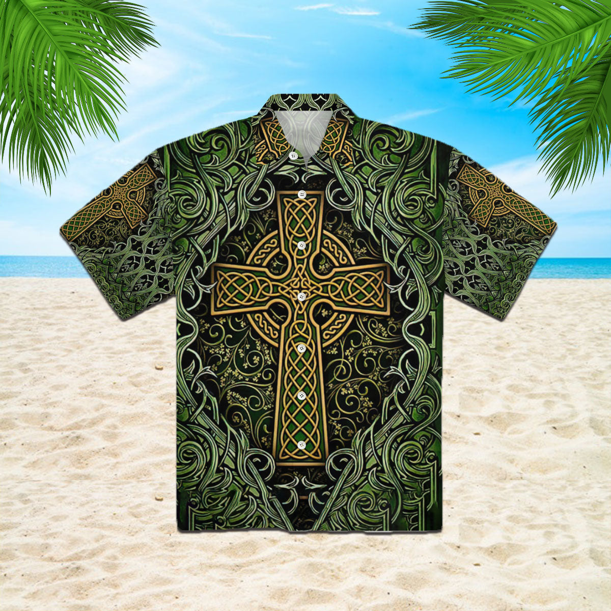 Amazing Celtic Cross St Patrick Green Hawaii Shirt For Men Women Ha3396