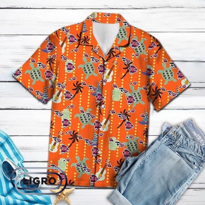 Ukulele Hawaiian Shirt  Unisex  Full Size  Adult  Colorful  Hw1212