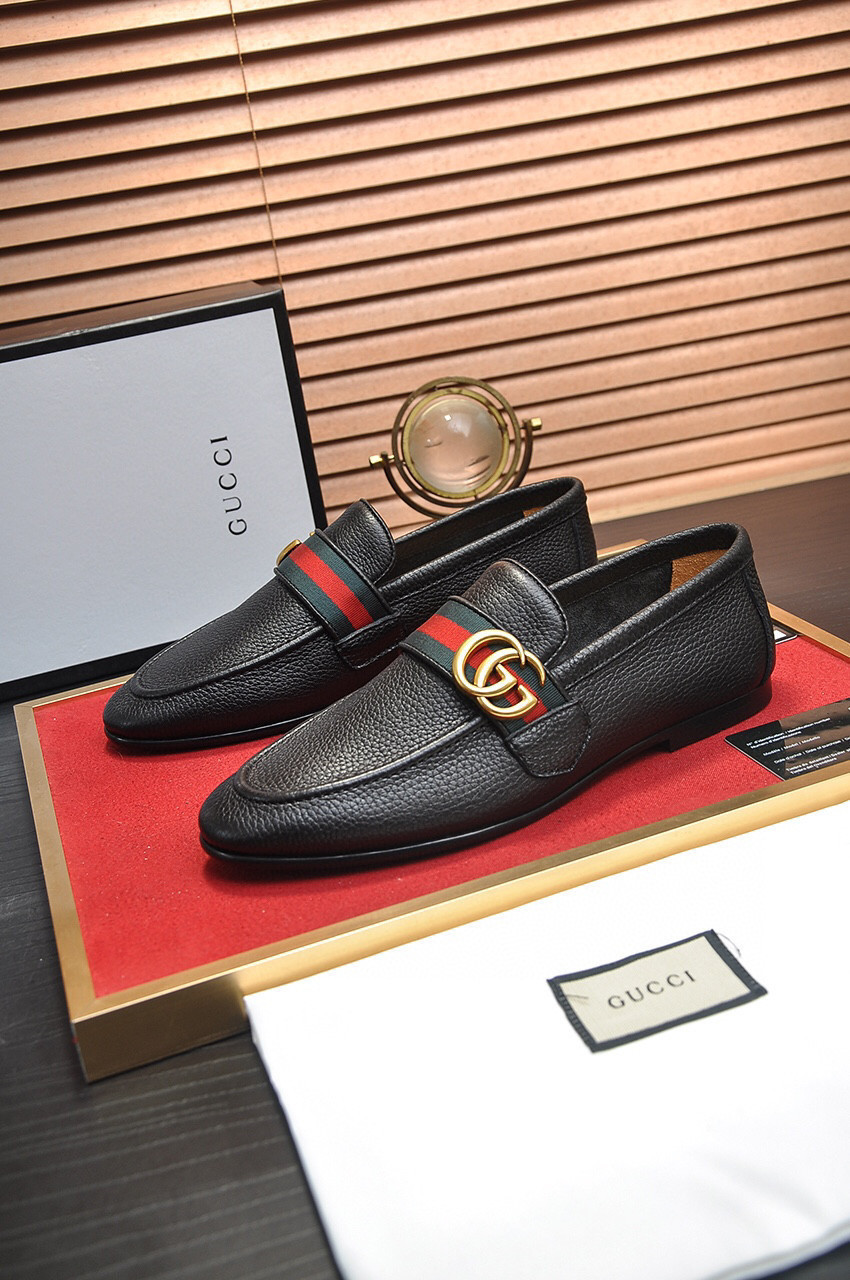 Gucci Black Leather Loafer With Double G And Web SNK947118965