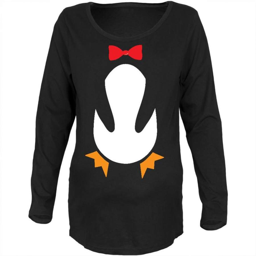 Halloween Penguin Costume Black Maternity Soft Long Sleeve T-Shirt