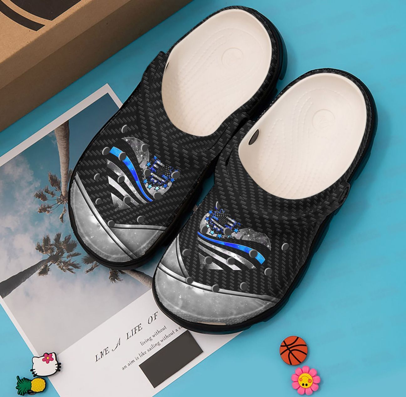 Police Personalized Clog, Custom Name, Text, Color, Number Fashion Style For Women, Men, Kid, Print 3D Back The Blue Heart