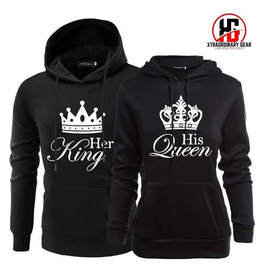 (Her King and His Queen) Couples hoodies, Matching Sweaters, His and Hers Matching Sweaters, Custom Hoodies